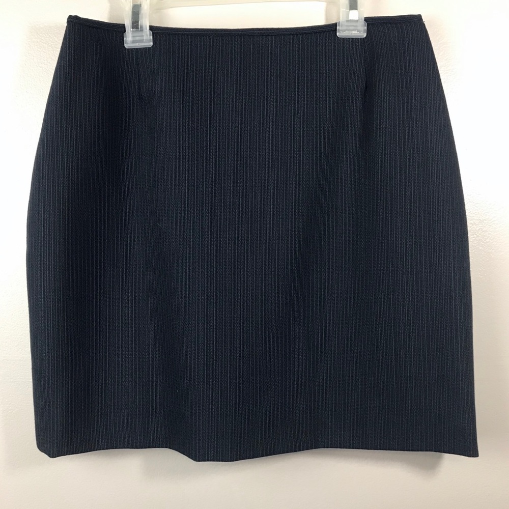 drozdzik Navy Pinstripe Lined Mini Skirt 95% Wool